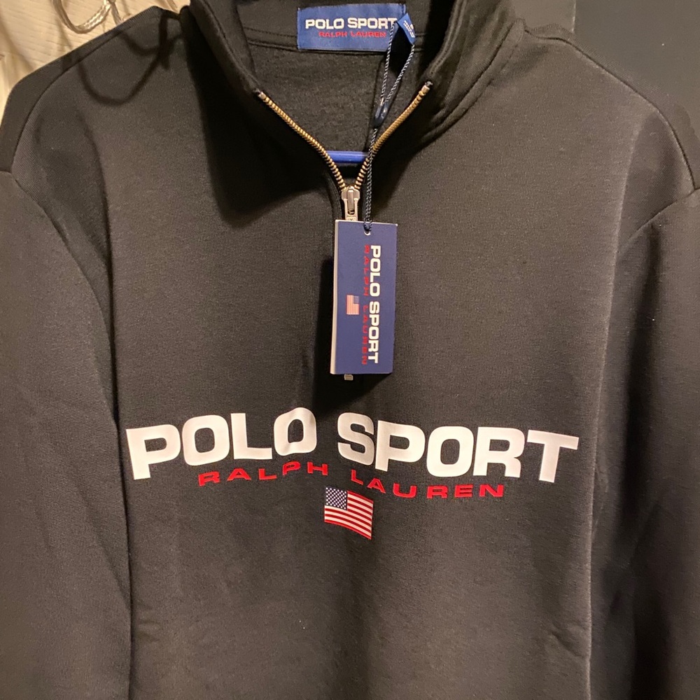 Black Polo Sport Half zip Fleece